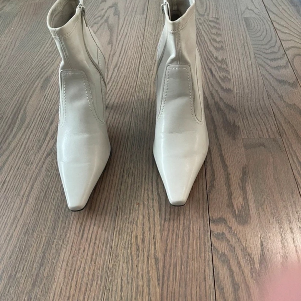 Franco Sarto Cream Pointed-Toe Ankle Boots